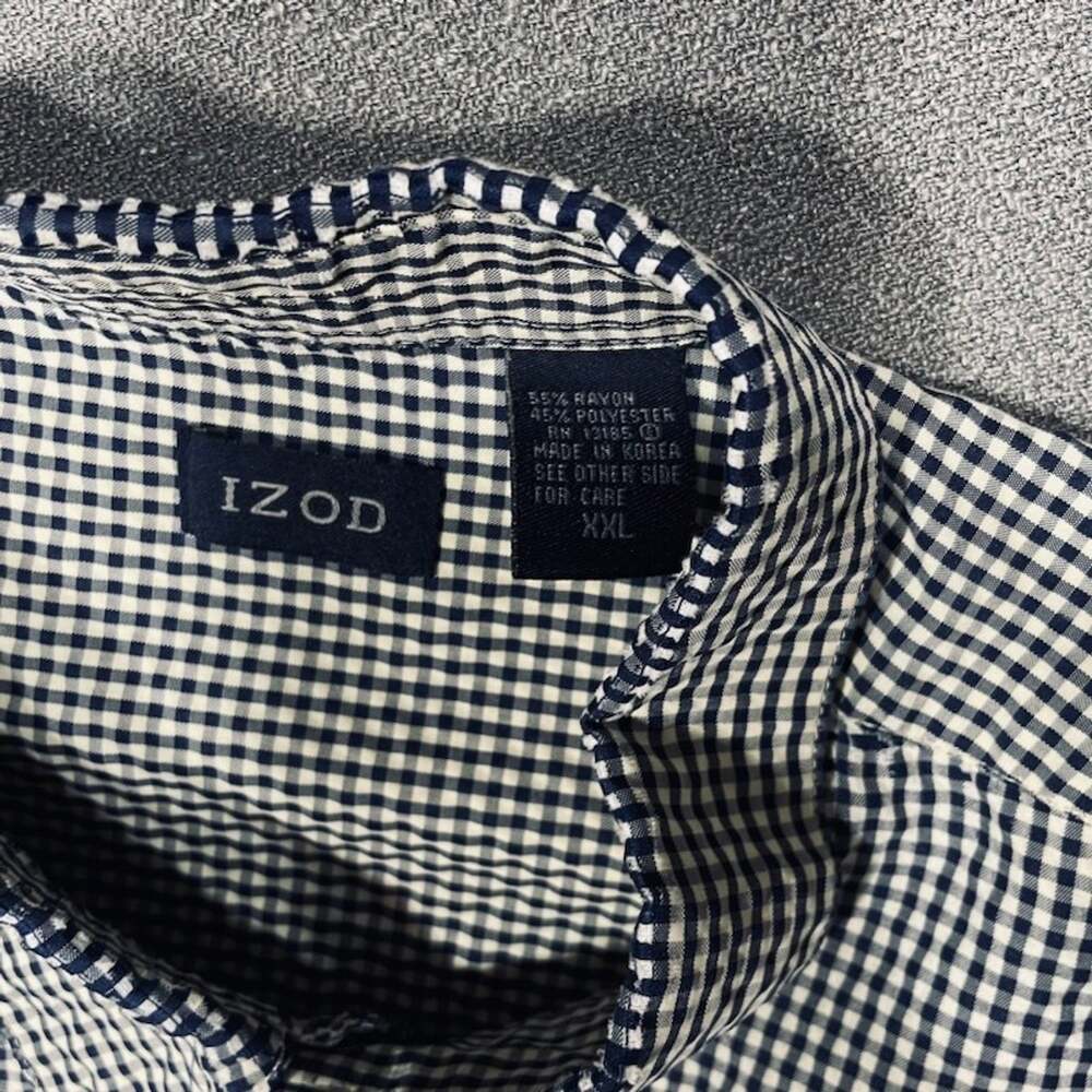IZOD Plaid Seersucker long sleeve button down shirt XXL 52W x 34L Coastal